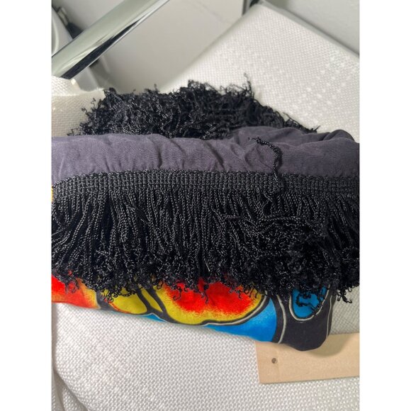 Cazimi Colorful Butterfly Print Sarong Wrap Beach Coverup Black Fringe Edges - Picture 7 of 7